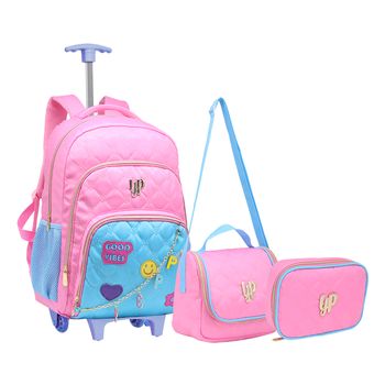 Kit-Mochila-Carrinho---Lancheira---Estojo-Rosa-Kids-Smile-|-Yepp-Tamanho--UN---Cor--ROSA-0